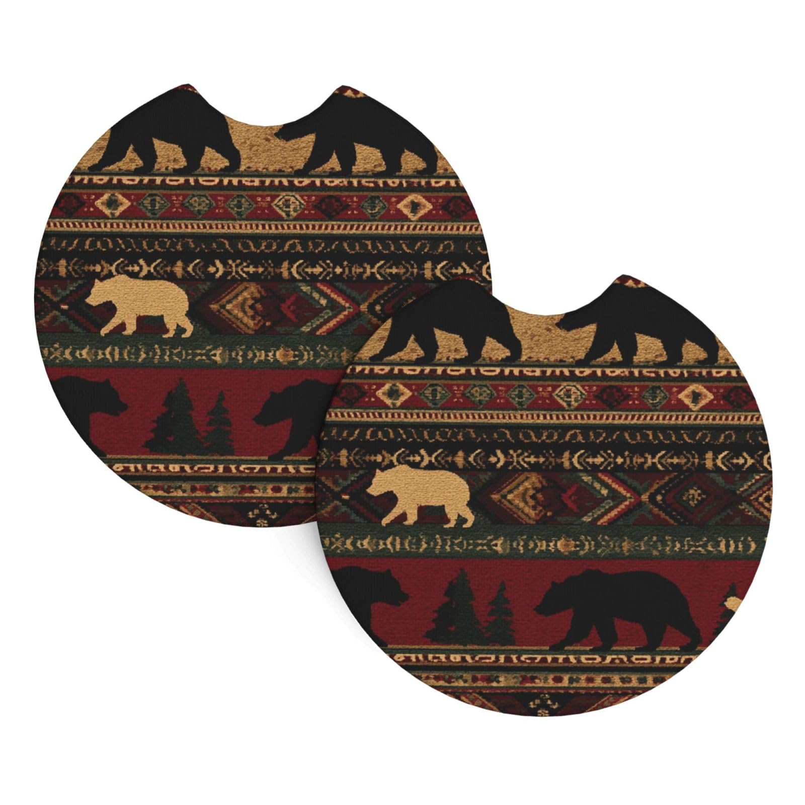Xopekvlawm Bear 2 Pack Car Cup Holder Coasters 2.7 Inch Universal Anti-Slip Shockproof Car Cup Holder Insert Car Coasters Drink Coasters Cup Holder Coasters For Car Accessories