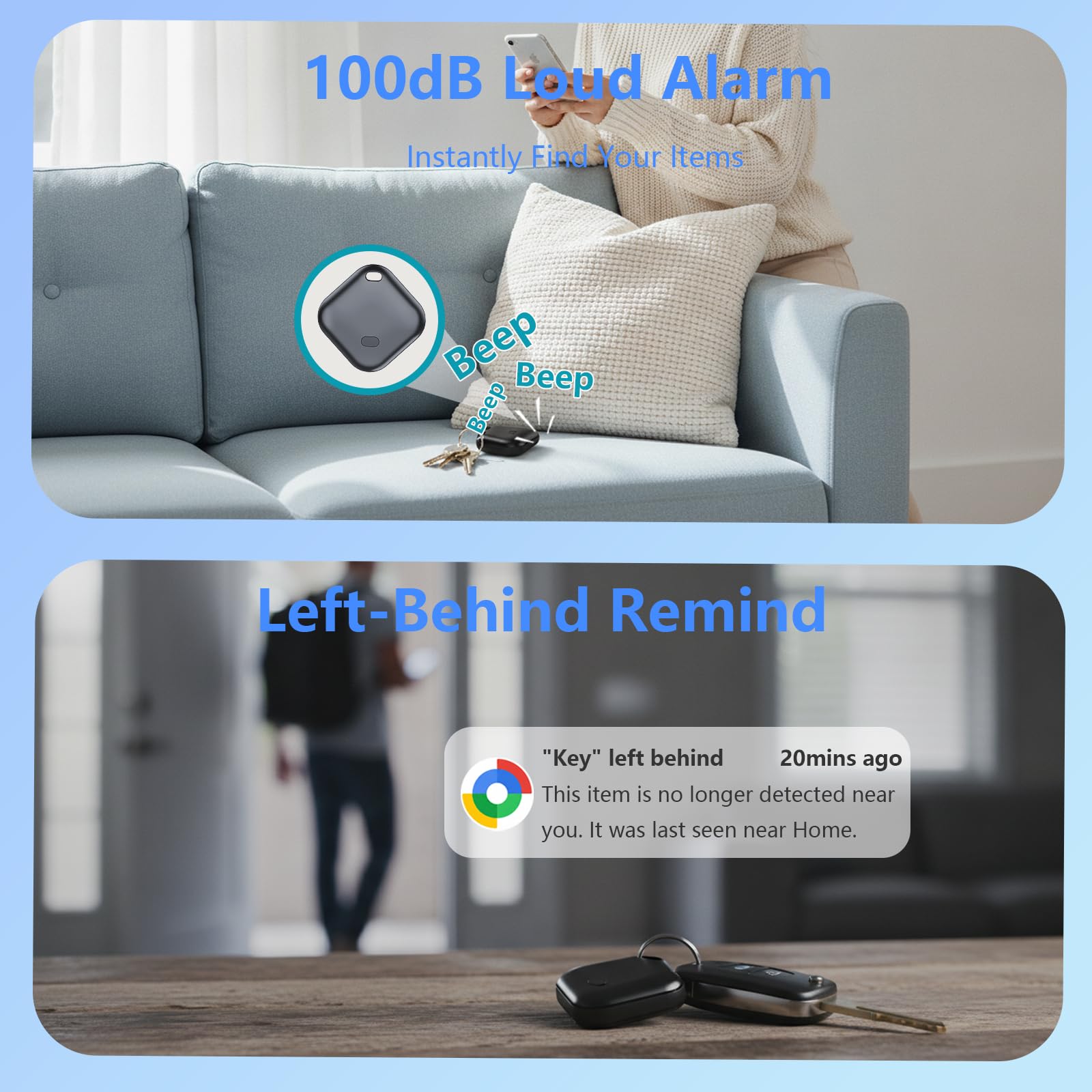 Smart Traceur Tag Android&iOS avec iOS Find My et Google Find Hub, Lot de 2