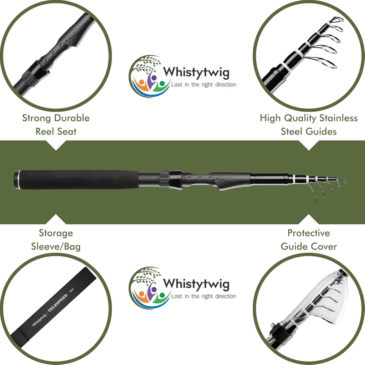 Whistytwig Carbon Fiber Telescopic Fishing Rod - Portable Collapsible Design for Travel and Adventure - Versatile Saltwater and Freshwater Fishing Pole
