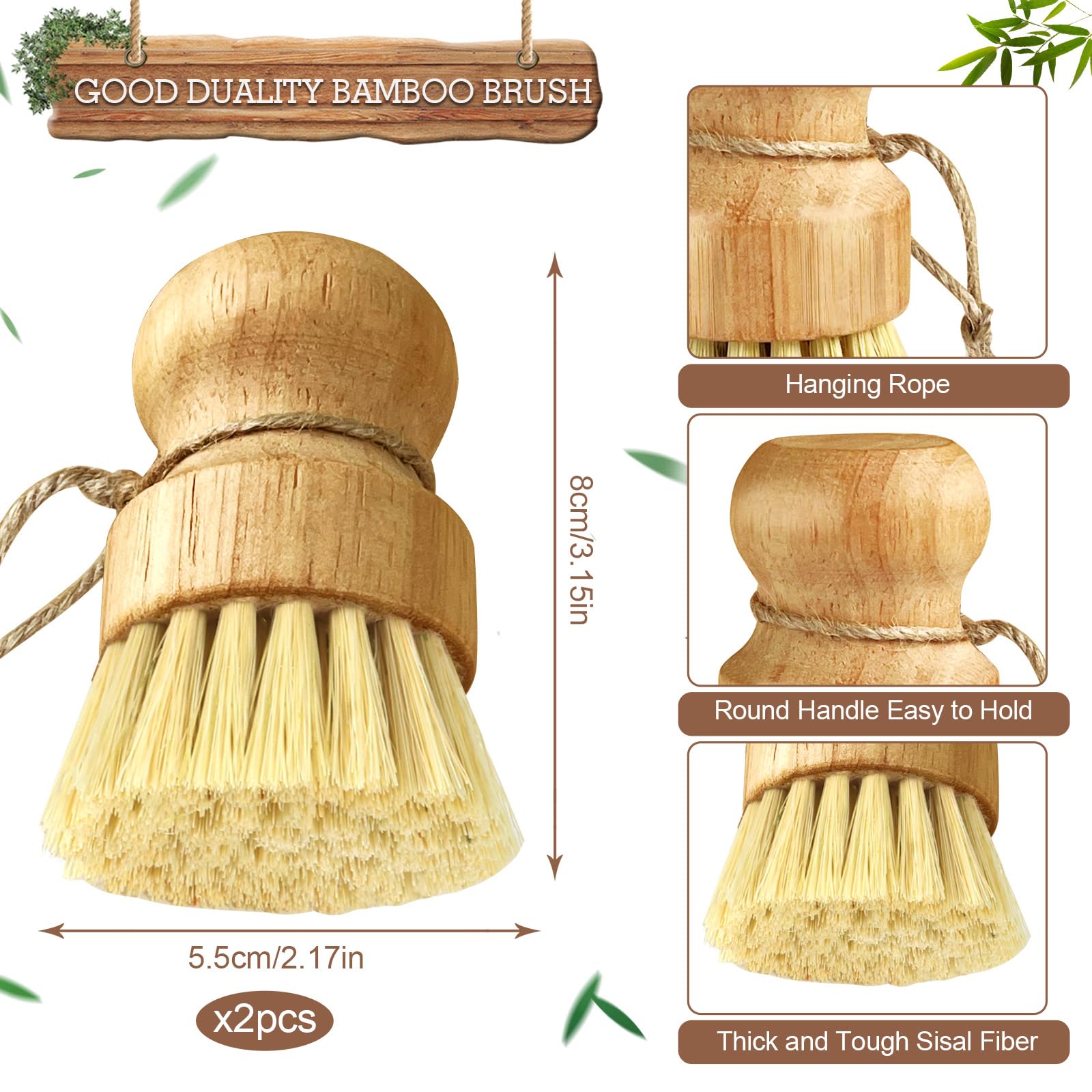 Lot de 2 Brosses à Champignons pour Légumes et Vaisselle