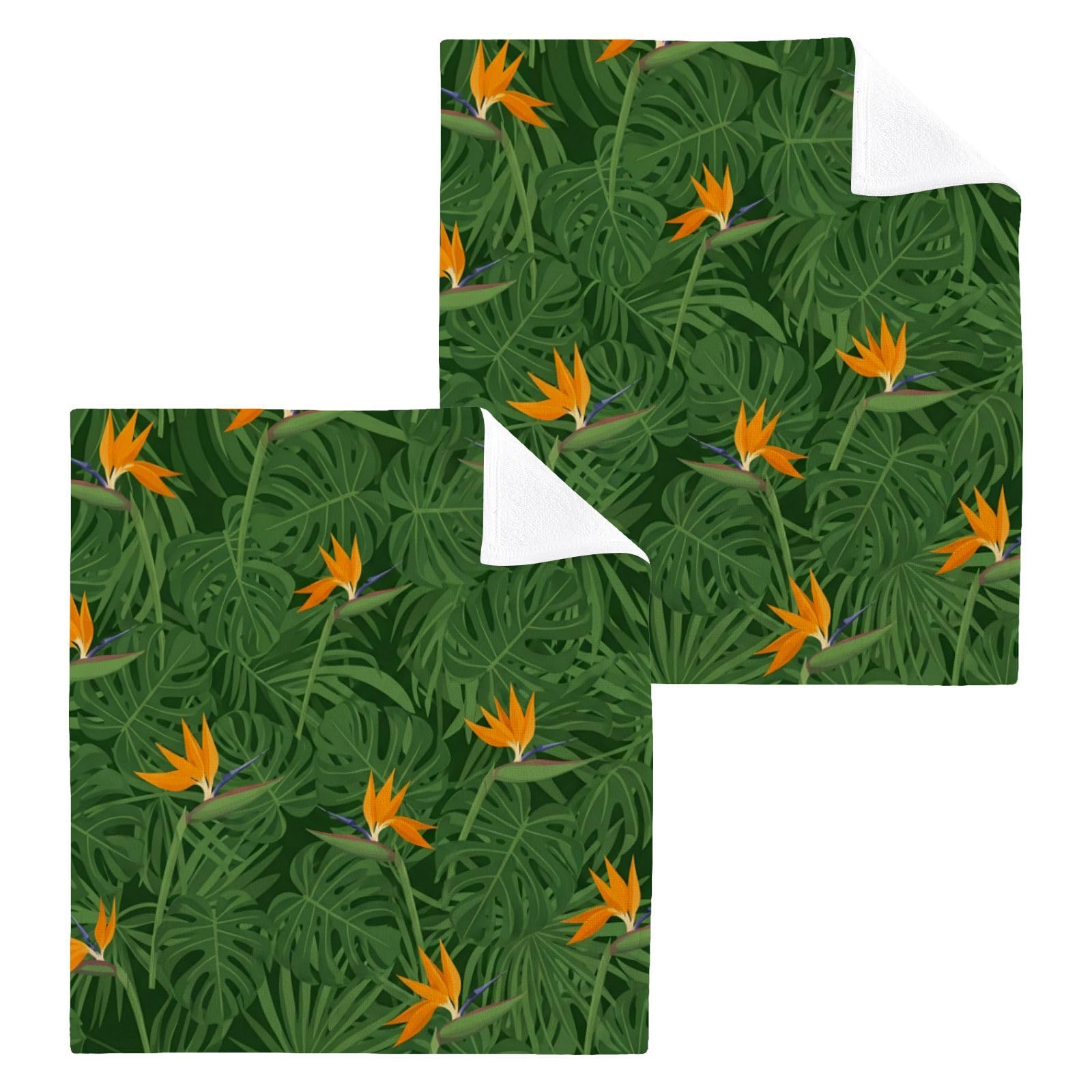BOESI Bird Of Paradise Pattern 12x12in Cotton Washcloth,Face Towel