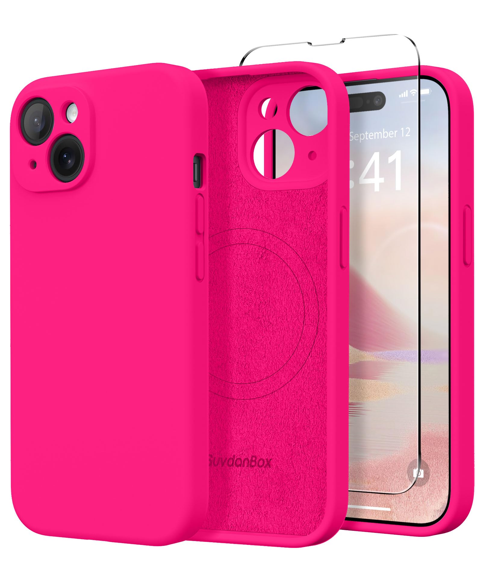 Magnetic for iPhone 15 Case Silicone Hot Pink