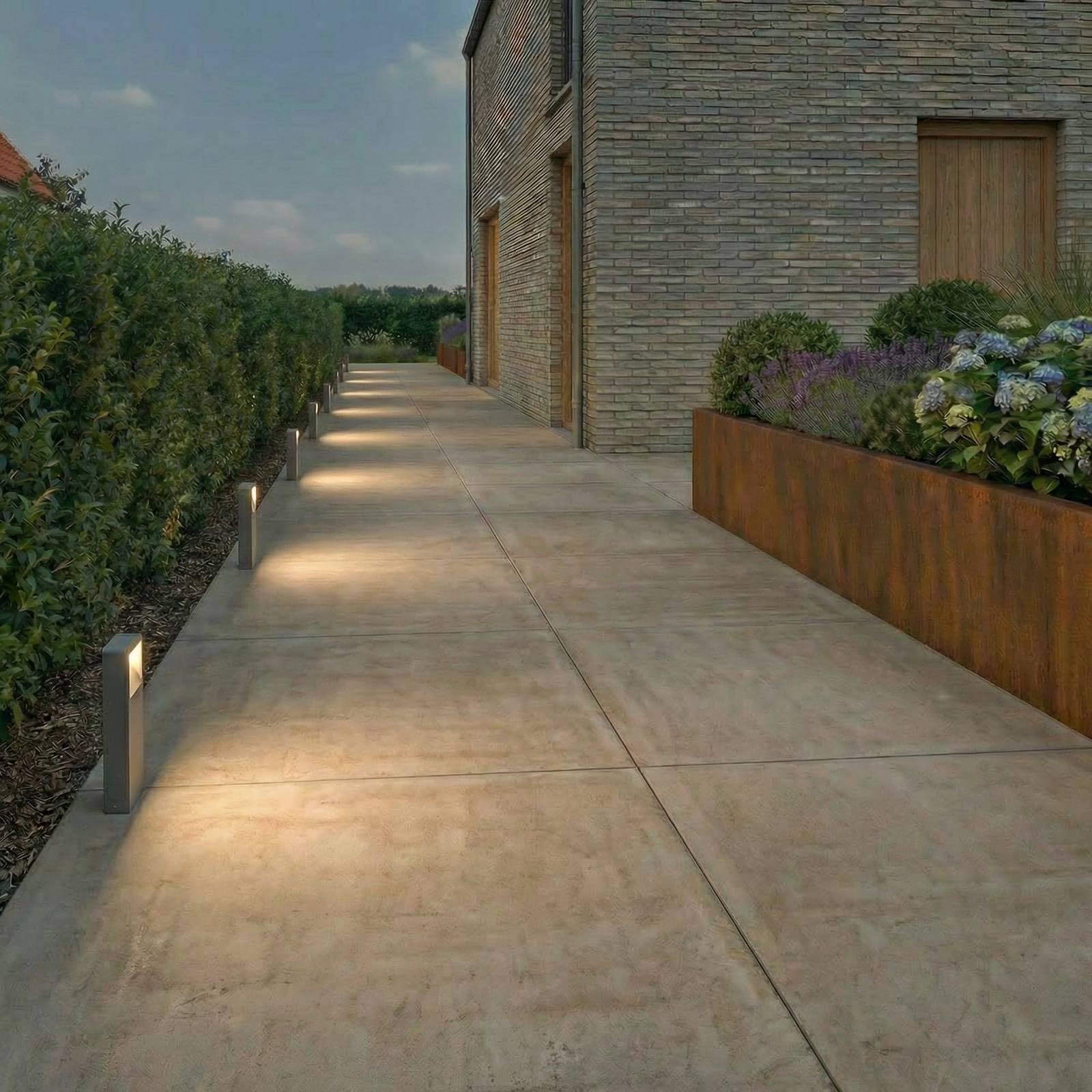 Lindby Lampioncino da giardino moderno, Faretto LED esterno alluminio Lampade Terra per Aiuola Sentiero Patio Ingresso Lampione integrato 6W Bianco Caldo 35 cm