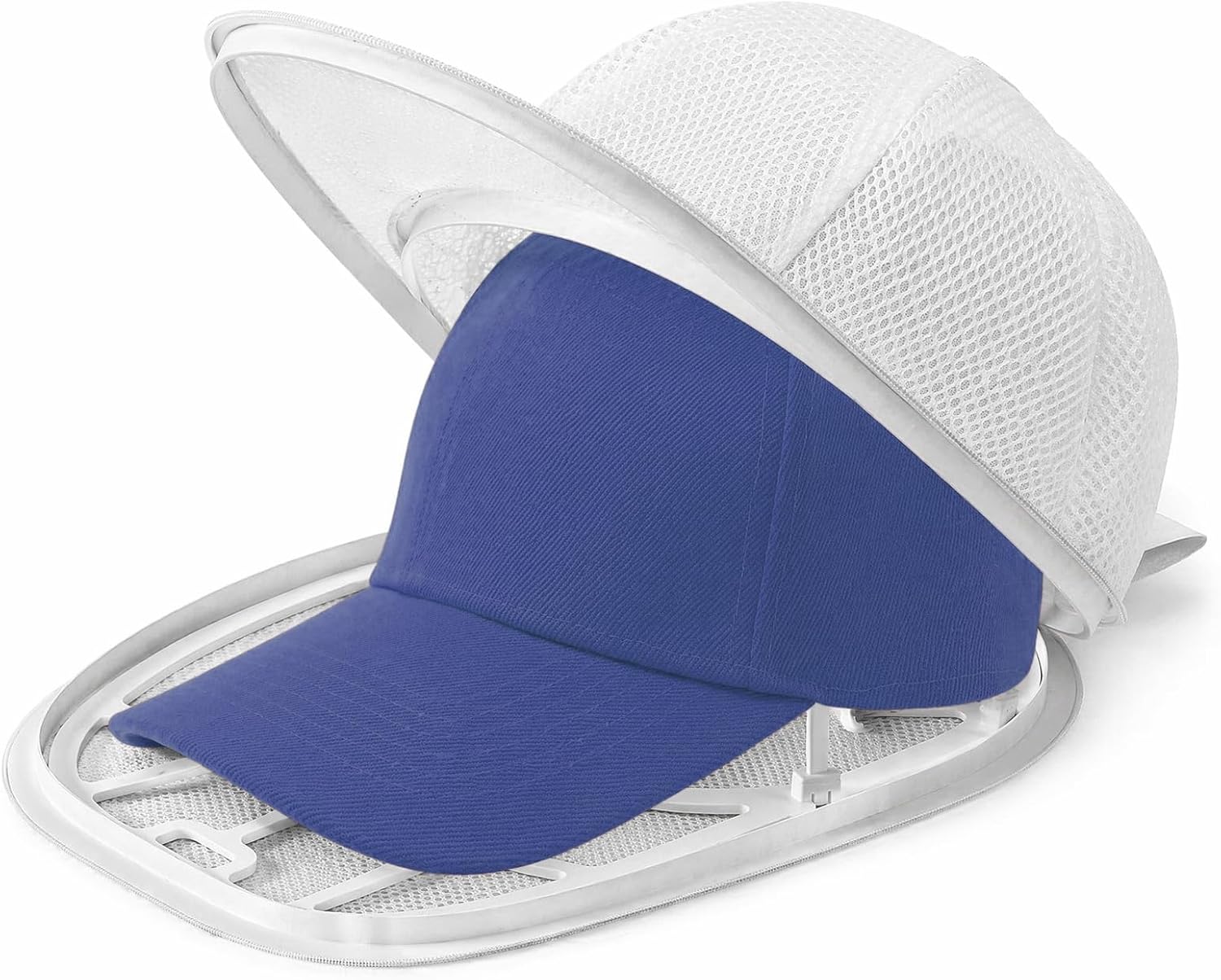 1 Pack White Hat Washer Cage, Baseball Cap Cleaner Frame with Mesh Laundry Bag, Prevent Deformation for Washing Machine & Dishwasher