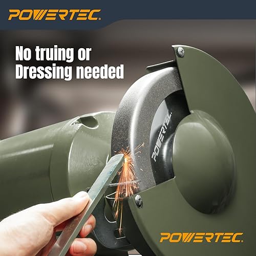 Miniatura 22 de POWERTEC Muela amoladora de banco de 8 pulgadas, grano 80, muela abrasiva de óxido de aluminio para amoladora de pedestal de banco, eje de 1 pulgada