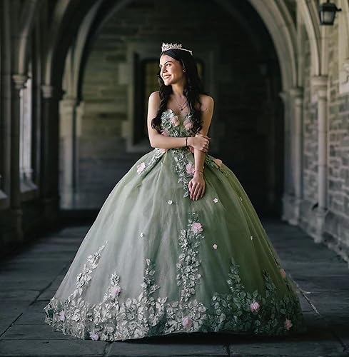 Miniatura 4 de XYAYE Women's Sweetheart Quinceanera Dresses Ball Gowns 3D Flower Lace Prom Dress Strapless Tulle Sweet 15 16 Dress XY071