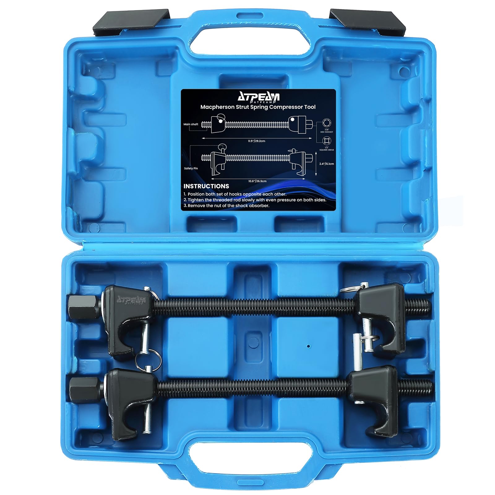 ATPEAM Compresseur de Ressort Amortisseur 2 Pièces 300mm, Outil Compresseur Ressort Amortisseur avec Coffret Rouge pour Suspension de Voiture