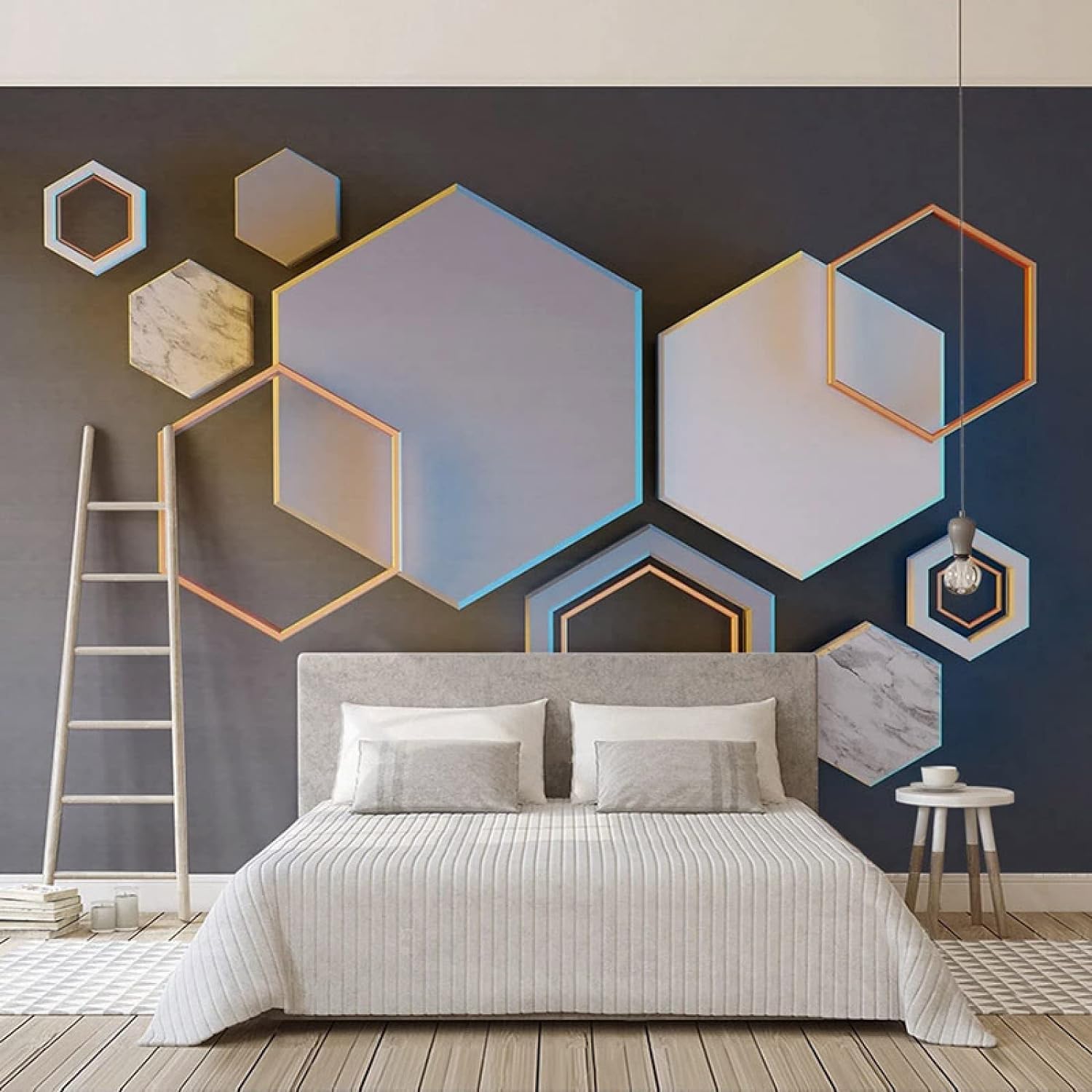 Papier décoratif de maison géométrique 3D pour un salon chaleureux