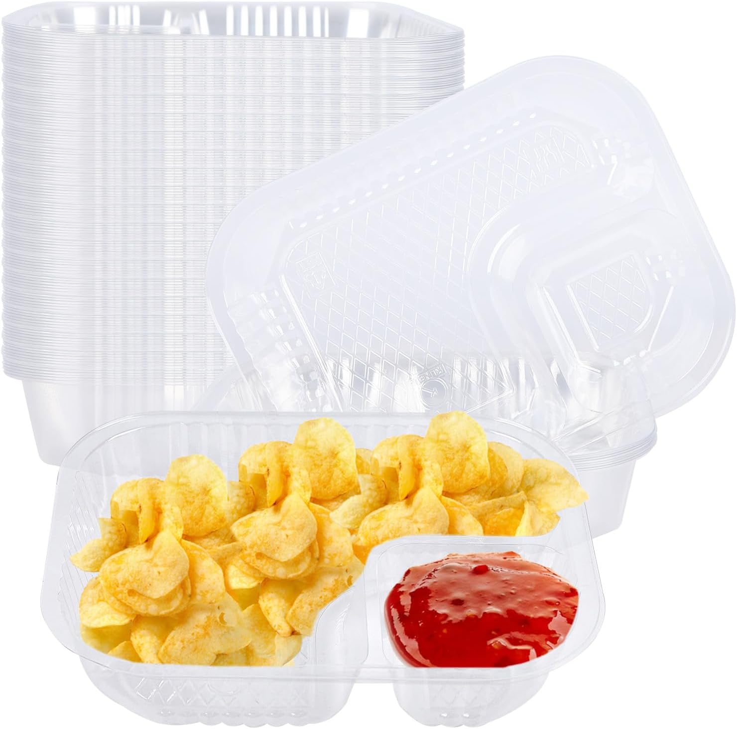 200 Pack 22 oz Nacho Trays 6.1 x 7.88 Inch, Large Disposable Plastic Snack Trays for Movie Night, Party, Concession Stand, Cheese and Food Serving Containers