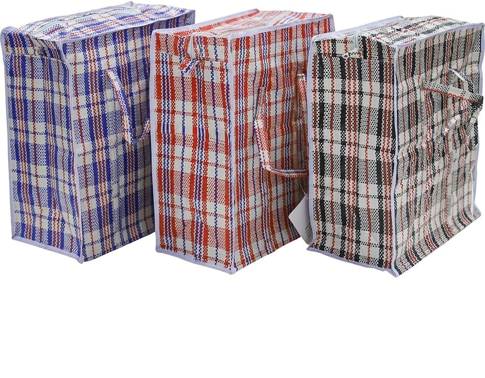 Pack Of 4 Small PVC Storage Bags - Ideal For Shopping & Laundry Transporting | Zipper Bag With Handles | Multi-Usage, Reusable, Strong Quality, Durable & Long Lasting