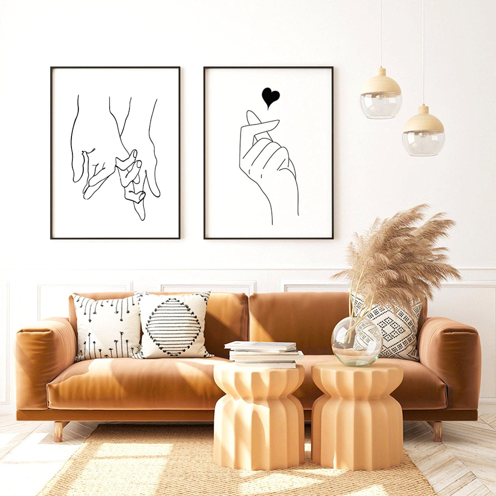 Arte de pared manos pintura en lienzo minimalista de pareja set de 2 pósteres 70x100cm sin marco 8