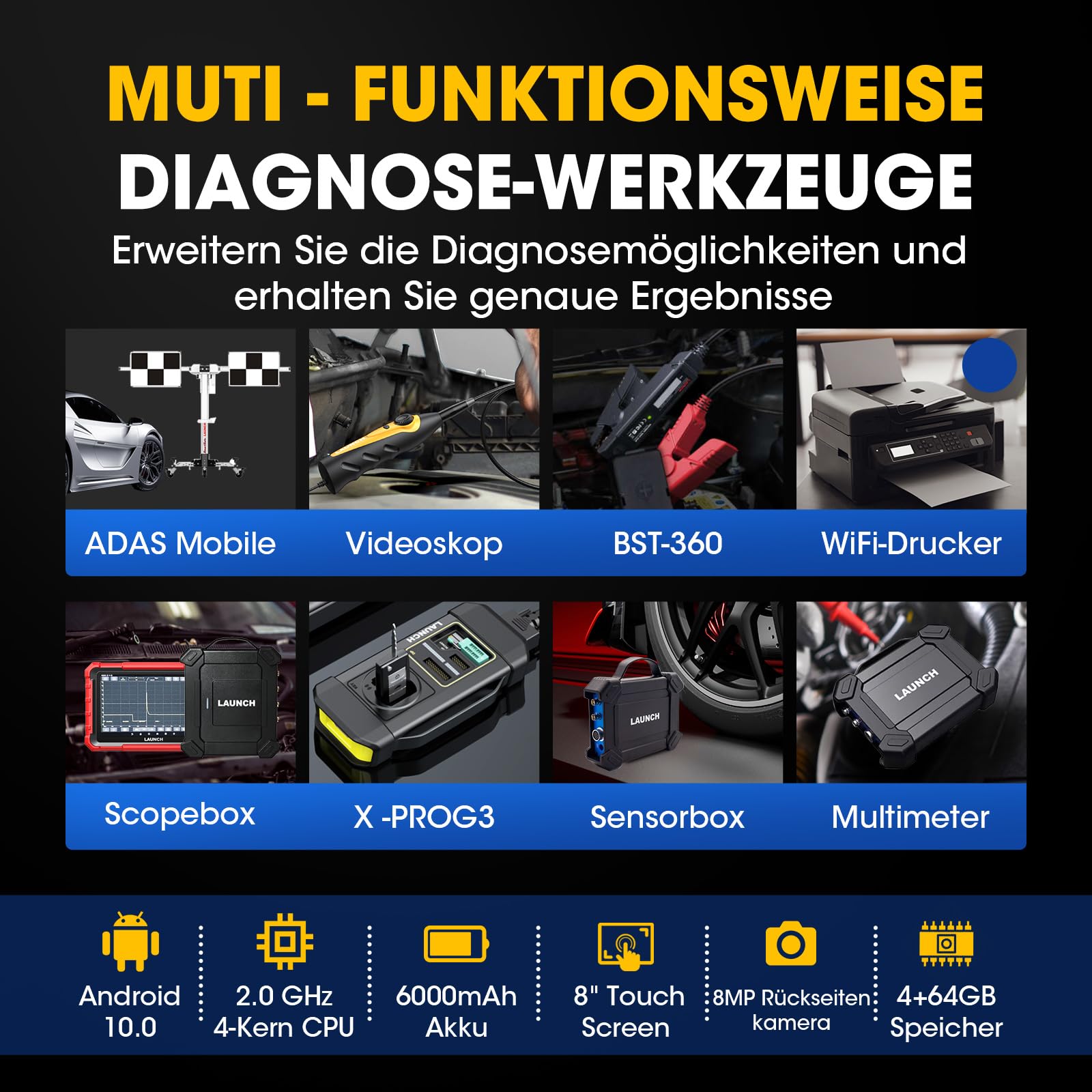 LAUNCH X431 PROS Elite OBD2 Diagnosegerät Auto, ECU-Codierung, Bidirektionales Vollsystem Diagnose Scanner, 45+ Dienst, CANFD&DOIP, FCA, Schlüsselprogramm, 2 Jahre Update