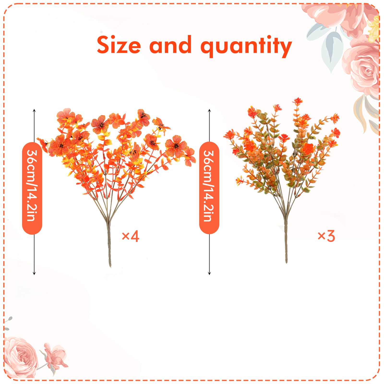 msymsyu 7 Pcs Artificial Flowers for Outdoor 36cm Fake Outdoor Flowers Two Styles Artificial flower Imitation Flowers for Outdoors Suitable for Interior Decoration Parties Living Room Office Wedding - Image 2