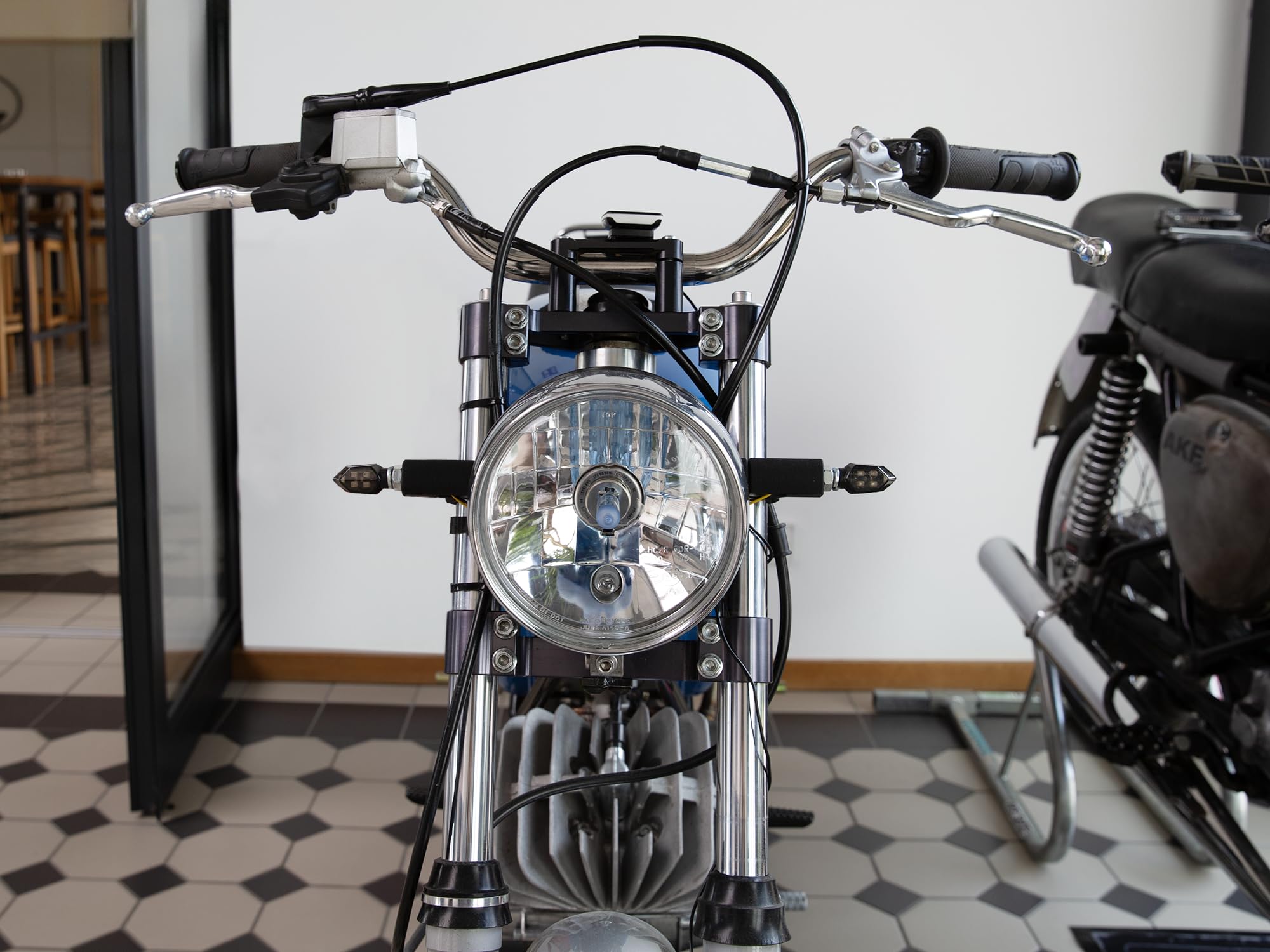 Set: front turn signal carrier, M8, LED - for Simson S51, S50, S70