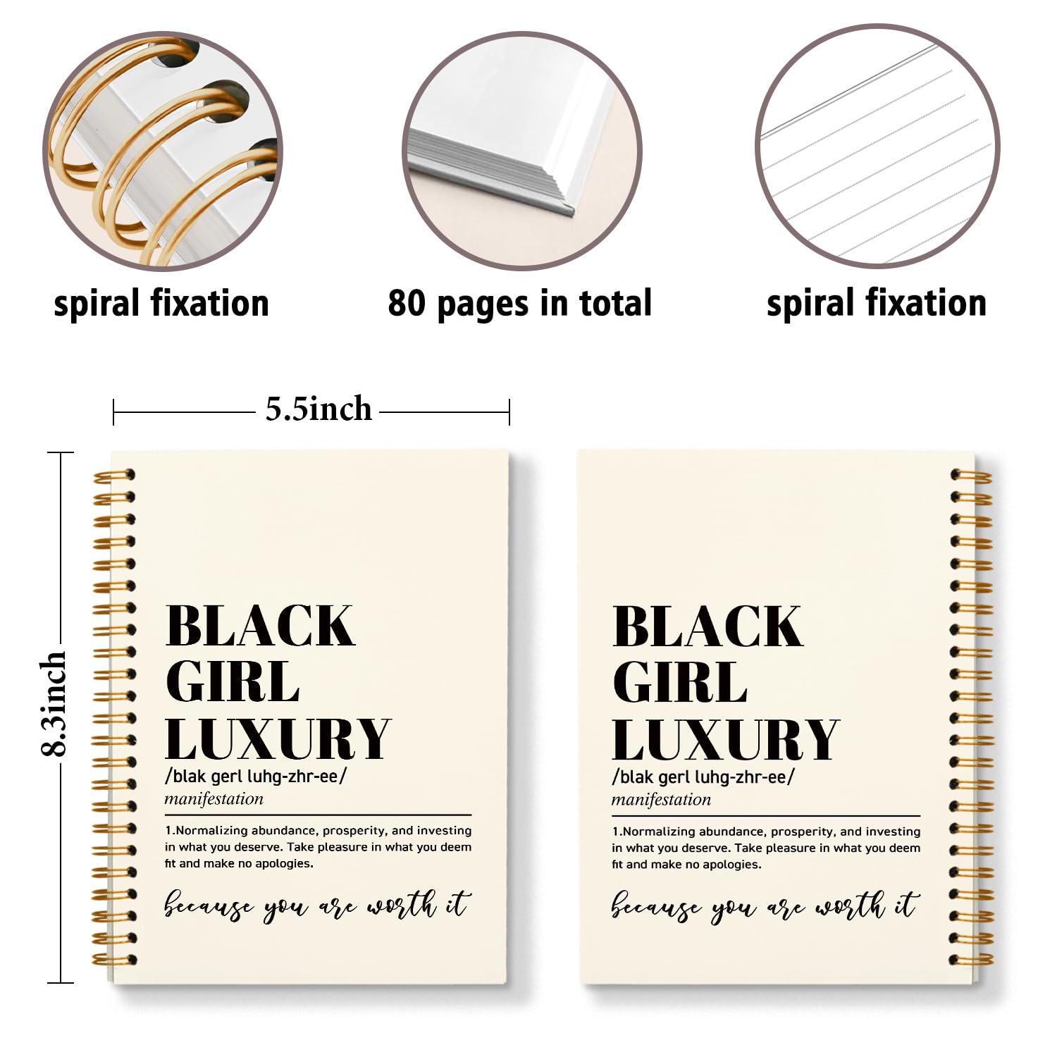 Black Girl Woman Journal, quaderni ispiratori per ragazze nere, regali afroamericani per donne, regali magici per ragazze nere, quaderno a spirale di lusso per ragazze nere (beige)