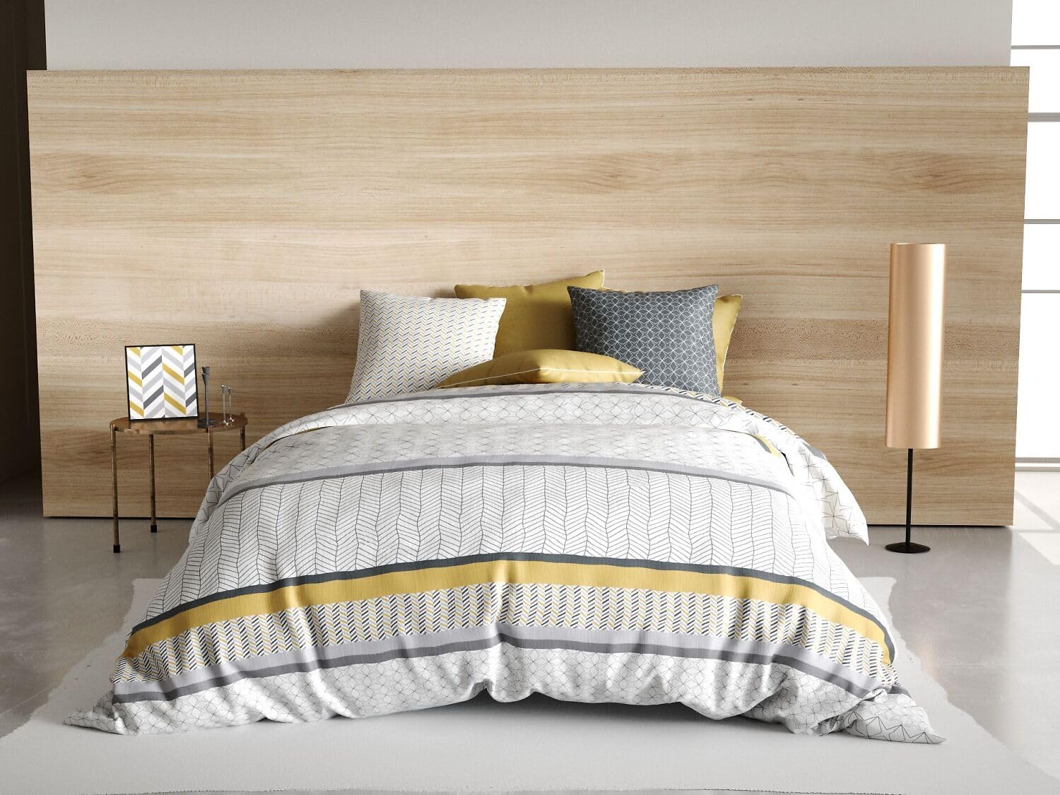 Parure de lit 2 personnes Gosipi housse de couette 240x220 cm avec taies d'oreiller imprimé tendance