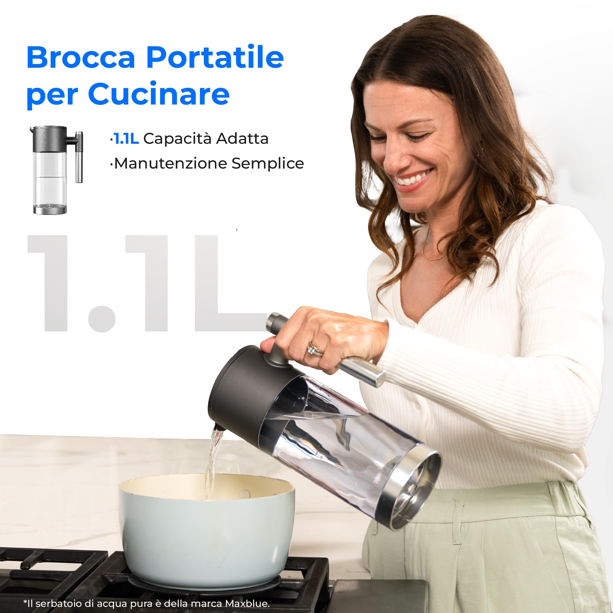 Waterdrop WD-A2 Sistema a Osmosi Inversa, Sistema di Acqua Calda e Fredda, Serbatoio d'Acqua Pura Portatile, Raffreddatore d'Acqua Senza Bottiglia, 6 Impostazioni di Temperatura, 3:1 Puro a Scarico