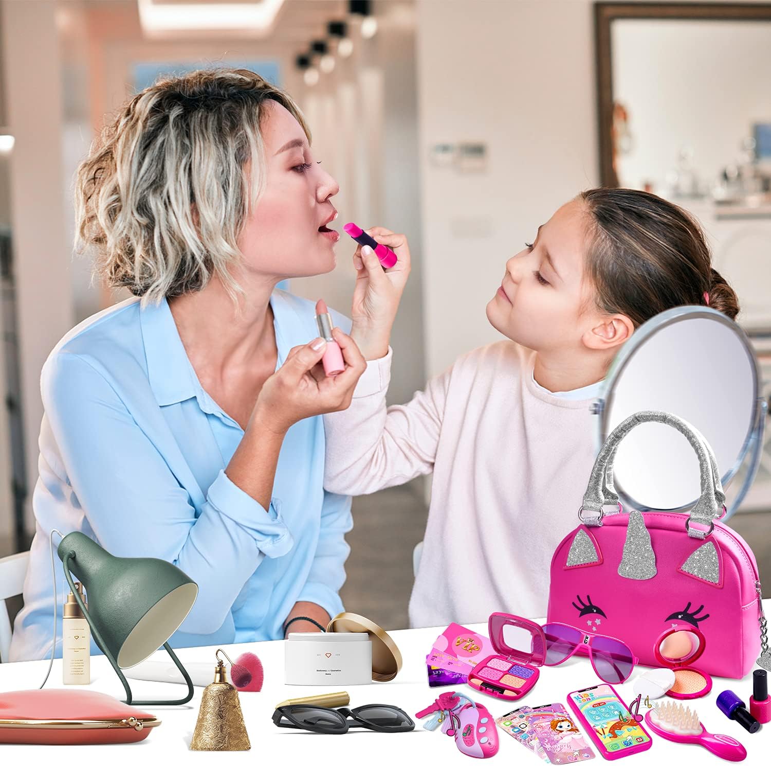 FFTROC Unicorns Gifts for Girls Purse - Toddler Purse Set Pretend Play Makeup Toys for 3 4 5 Year Old Girls, Gifts for 3 4 5 Year Old Girl Toys Age 4-5 6-7, Kids Toys for Girls Birthday Gifts