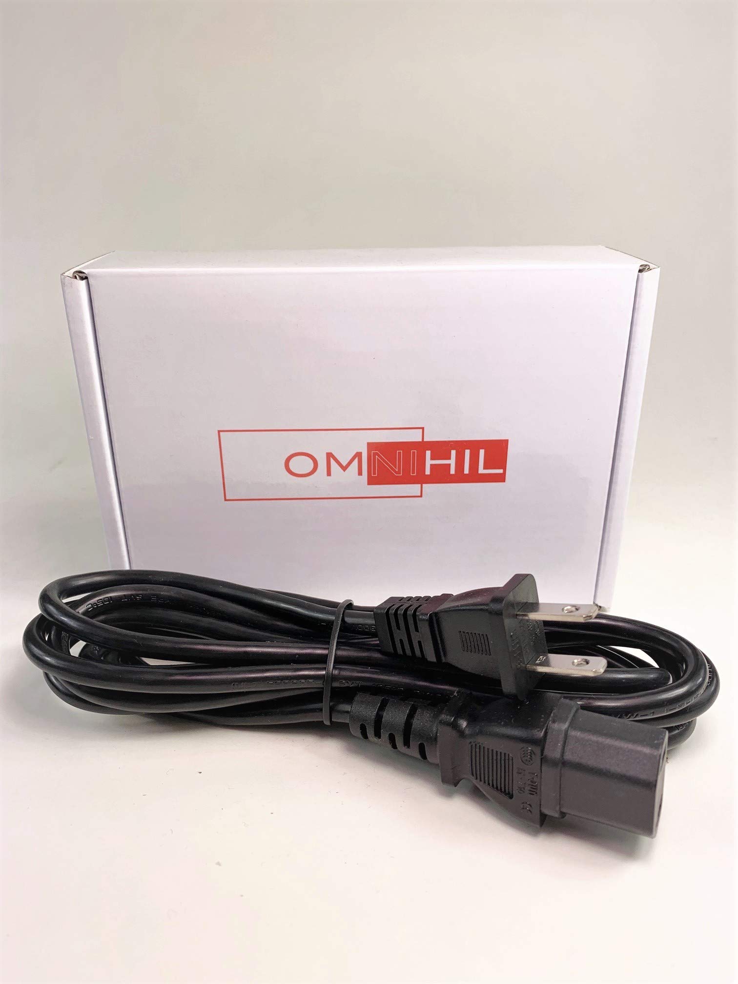 [UL Listed] OMNIHIL 8 Feet Long 2 Prong Polarized AC Power Cord/NEMA 1-15 / AWG18 / C17 Connector / C18 Appliance Inlet/Max Current: 10A/125V / Appliance Class: II.
