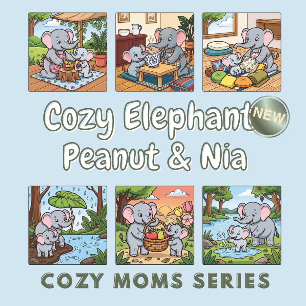 Cozy Elephant Mom: Peanut & Nia: A Bold & Easy Coloring Book of 50 Cozy Elephant Family Moments for the Whole Family to Enjoy Together (Cozy Moms Series)