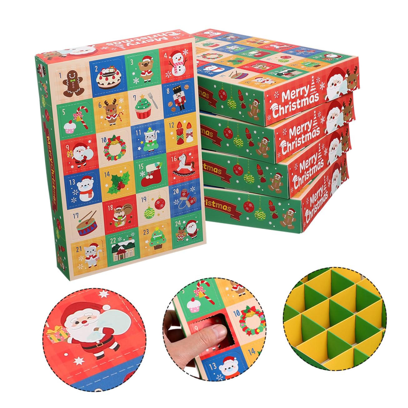 15 Pezzi Calendario Avvento Natale Scatole di Carta da Riempire con Scomparti per Caramelle e Dolcetti Giochi Interattivi Famiglia e Festa Calendario Festivo per Casa e Ufficio