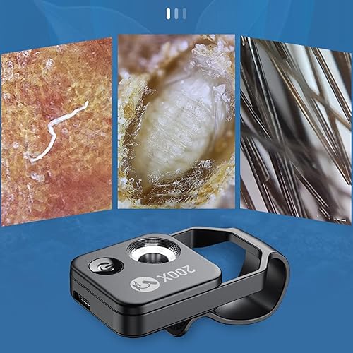 Miniatura 6 de Mini microscopio del bolsillo del teléfono de 200X HD, cámara portátil del microscopio digital con la lente CPL para el experimento de la enseñanza