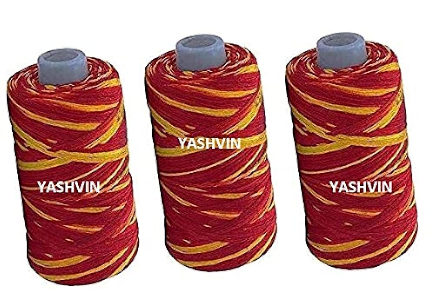 YashvinPooja Kalawa Moli Sacred 100% Cotton Thread Rakhi - Red and Yellow Sacred Thread Puja Kalawa for Hand (Pack of 3 Pieces)