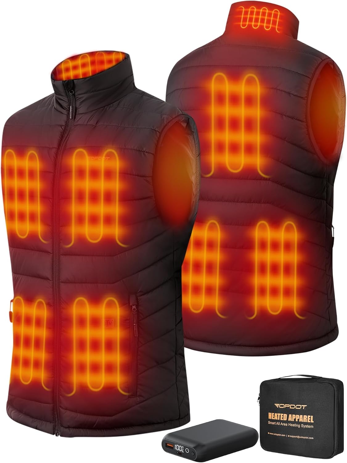 Topdot Heated Vest for Men with 7.4V 16000mAh Battery Pack Included, 8 Heating Zones Lightweight Warm Men's Heated Vest