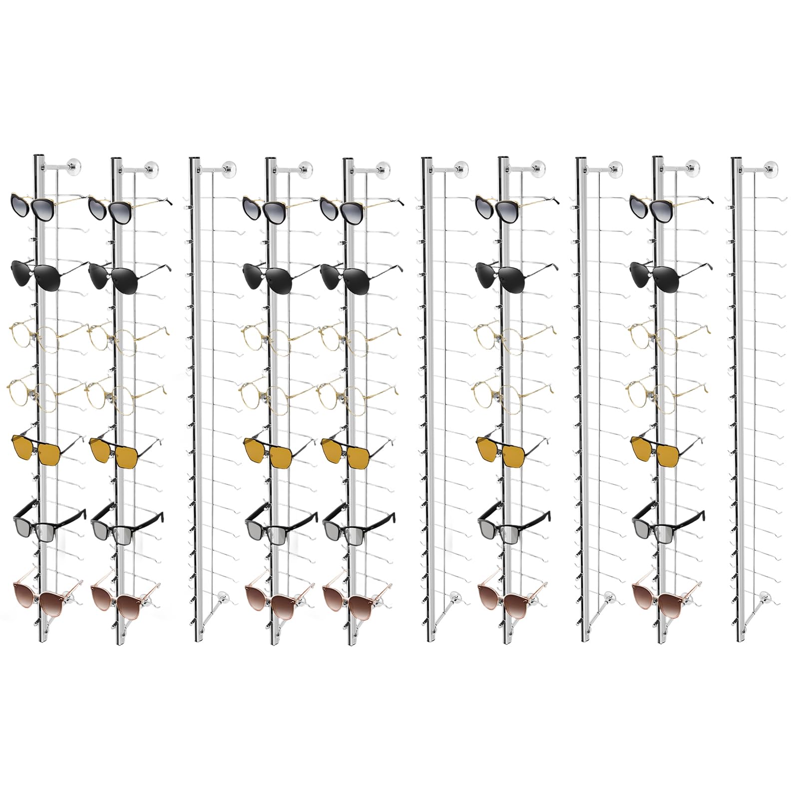 NEATOOM 10 Pcs Aluminum Eyeglass Display Rod, Wall Mount Sunglasses Display Stand Holder Organizer for Optical Store & Home Use (48 Inch, Hold 16