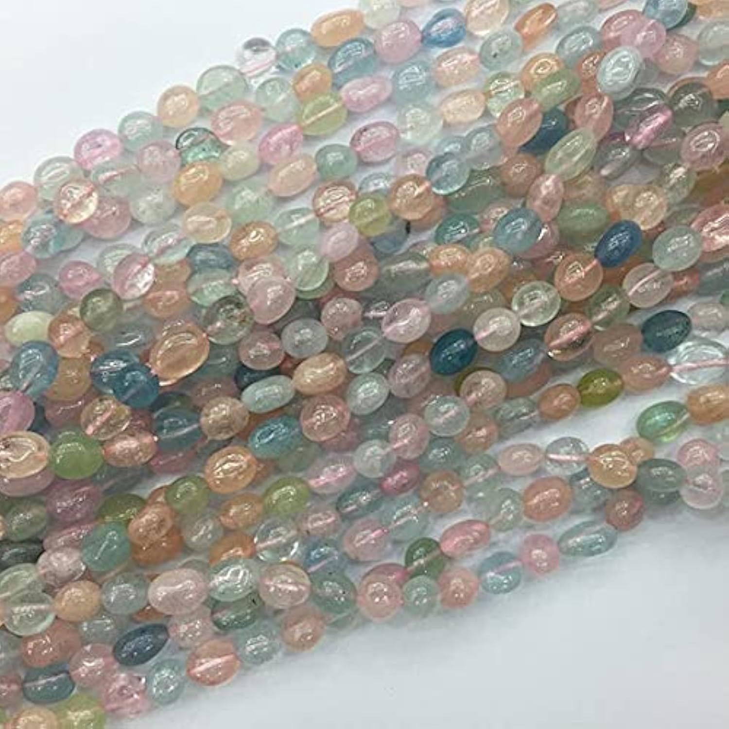 Perles morganite et aigue-marine naturelles en fil de 39cm pour creer vos bijoux d'ete bohemes