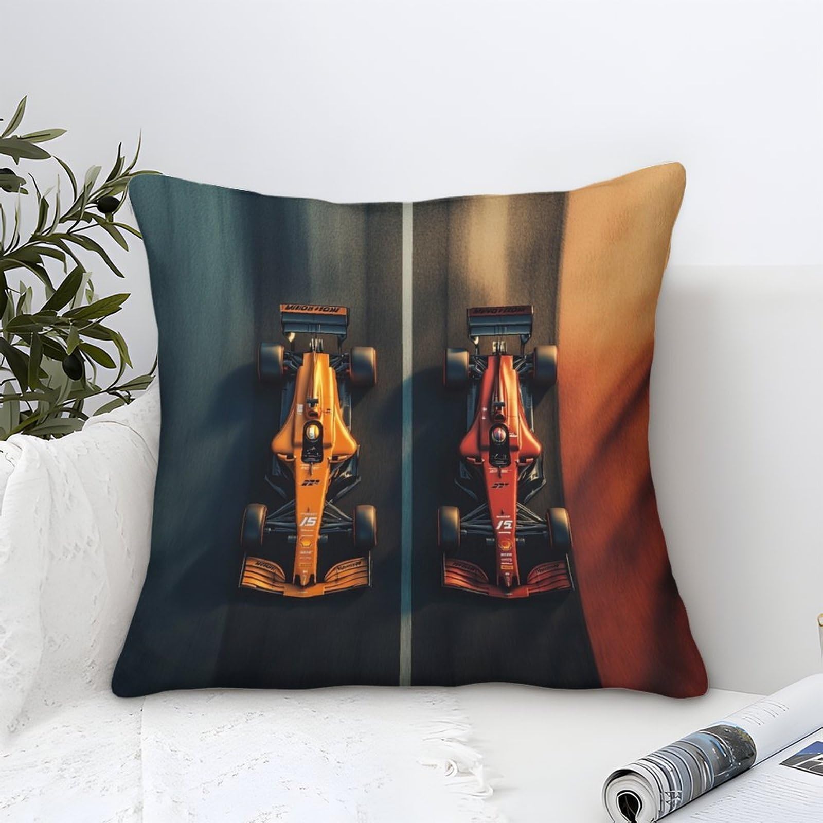 3U6C4M9K Formulaa Racing Throw Pillow Cover 50x50cm, Rectangle Pillow Cases Home Decorative Microfiber Racing Car Cushion Cover for Bed Sofa