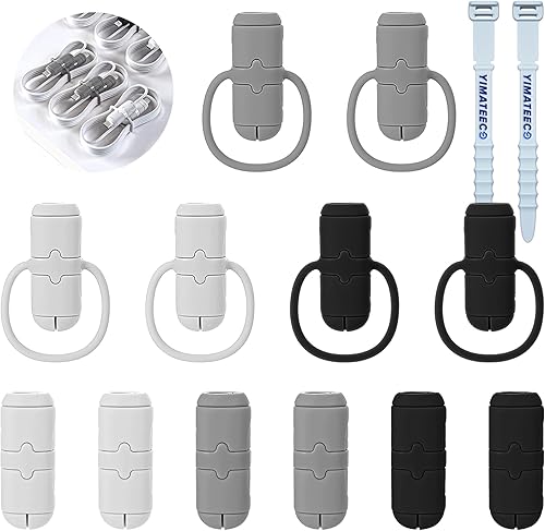 Miniatura 9 de Protector de cable de cargador, 6 protectores de cable USB antideslizantes de silicona, 2 en 1, funda protectora de extremo de cable de carga de