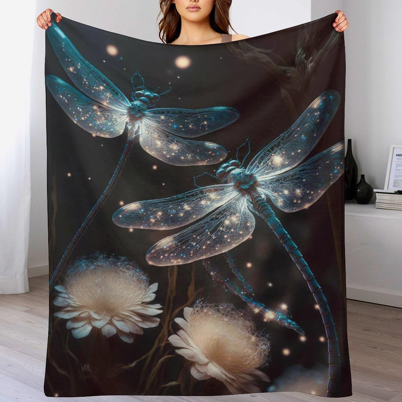 Couverture confortable douce libellule contre le froid du canapé