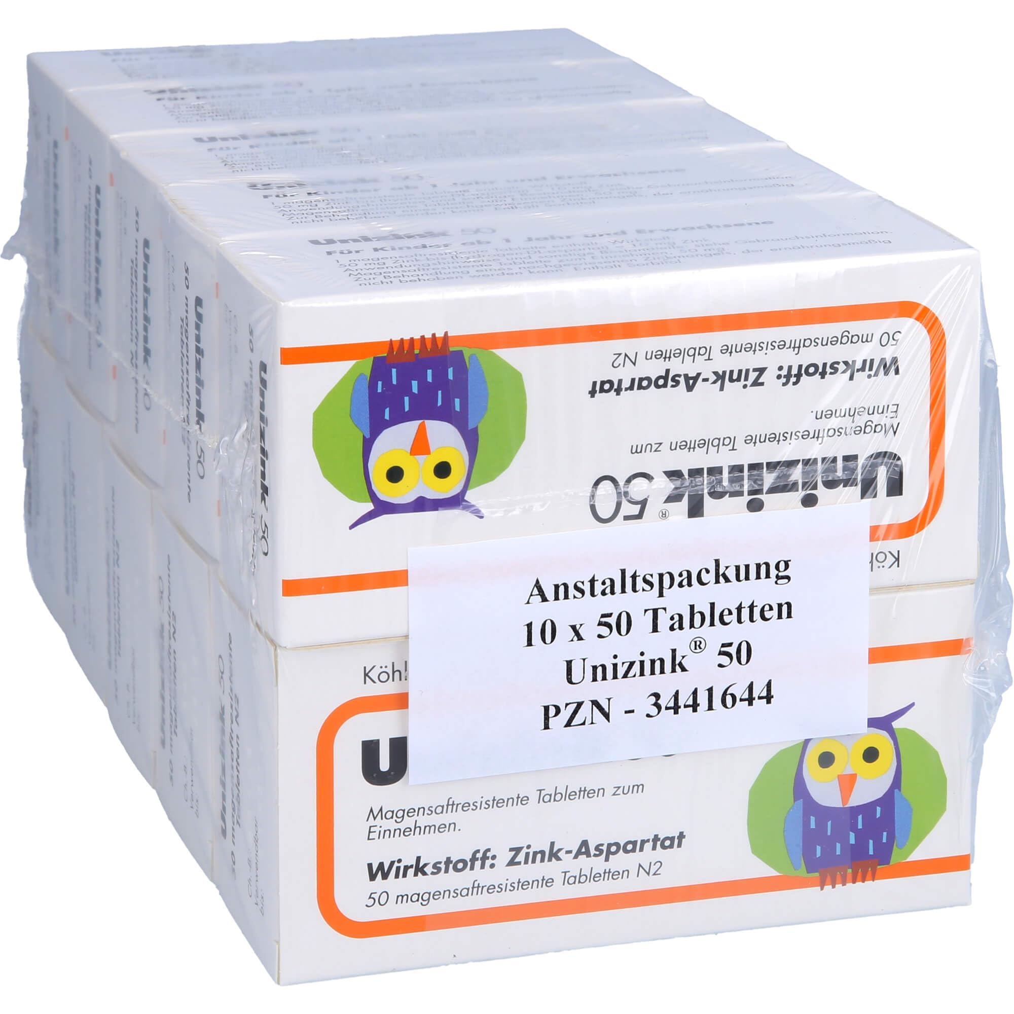 Unizink 50 magensaftresistente Tabletten, effektive Zinkversorgung für ein starkes Immunsystem, gesunde Haut, Haare und Nägel sowie zur Vorbeugung von Erkältungen und Müdigkeit, 10 x 50 St