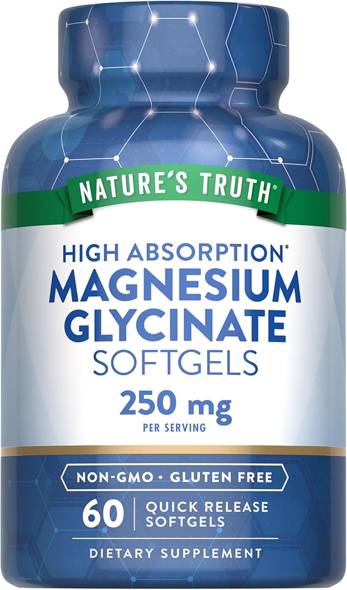 Nature's Truth Magnesium Glycinate Softgels | 250mg | 60 Pills | High Absorption | Non-GMO & Gluten Free Supplement