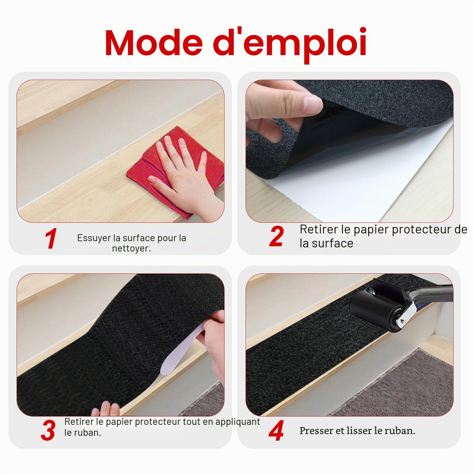 WELSTIK Bande adhésive antidérapante avec autocollant - 200 mm x 5 m - Pour marches d'escalier - Haute traction - Pour l'intérieur et l'extérieur - Imperméable - Noir