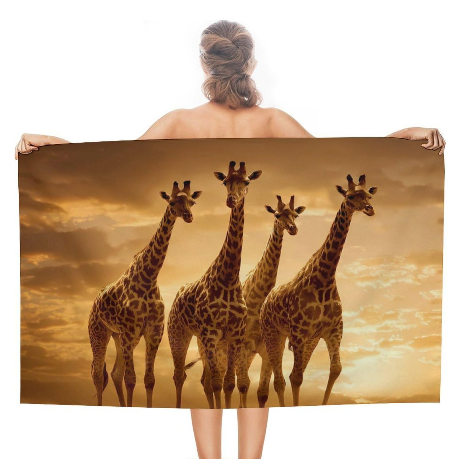CGSBNGHA Giraffe Wild Animal Beach Towels Soft Bathroom Bath Pool Swim Towels for Women Men