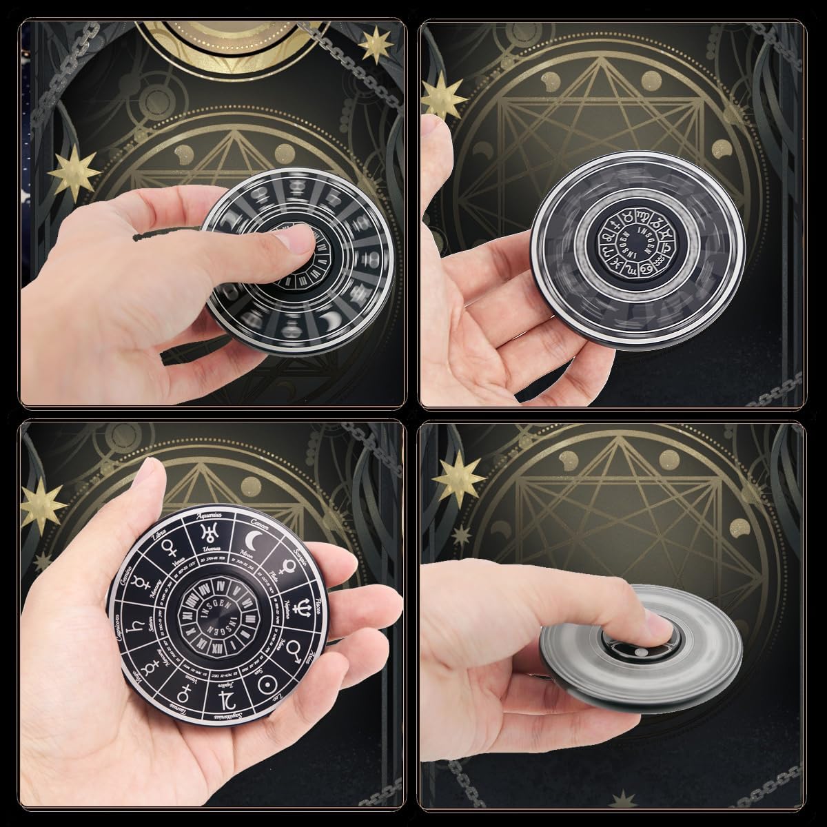 Tarot Constellation Fidget Spinners, Metal Spinning Top Toys for Kids 7+ & Adults, Anxiety Relief Stress Reducer, Party Favors Birthday Stuffers Gift Set (Constellation)