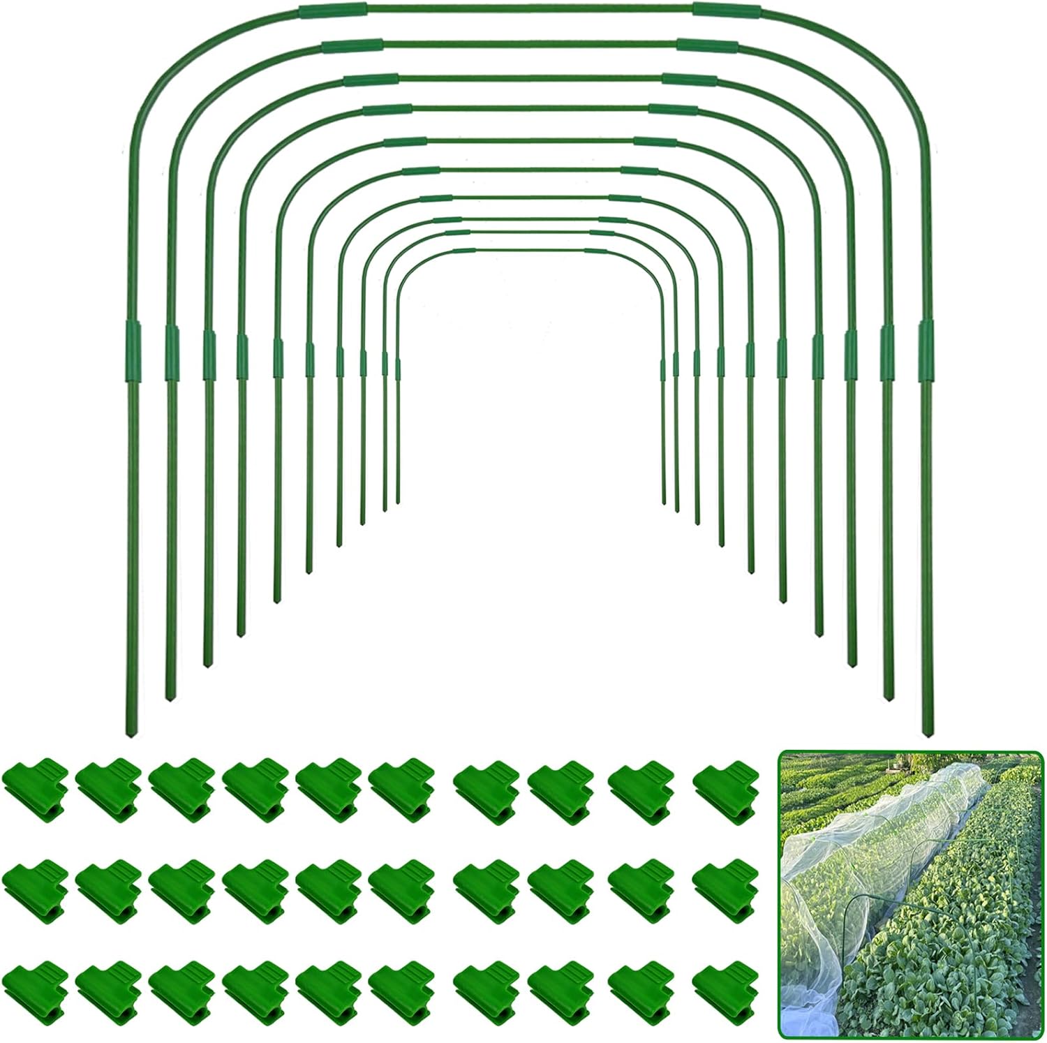 10 Packs 82X105cm Garden Hoops for Netting, Greenhouse Hoops for Raised Beds,Garden Hoops for Netting Tunnel DIY Multipurpose for Row Cover Frame Tunnel Hoop, Grow Tunnel Frame（有专利）