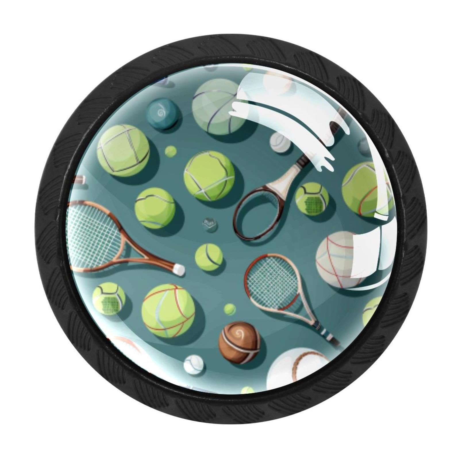Chenzzzz Multicolored 05 4 Pack Round Cabinet Knobs For Kitchen Bathroom Closet Dresser Cabinets, Tennis Ball