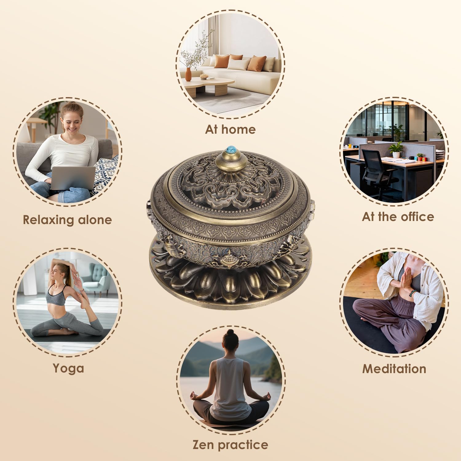 Quemador de Incienso, Soporte para Quemador de Incienso de Aleación de Bronce, Quemador de Incienso de Carbón, Soporte de Incienso para Oficina en Casa, Yoga y Decoración de Salón de Té