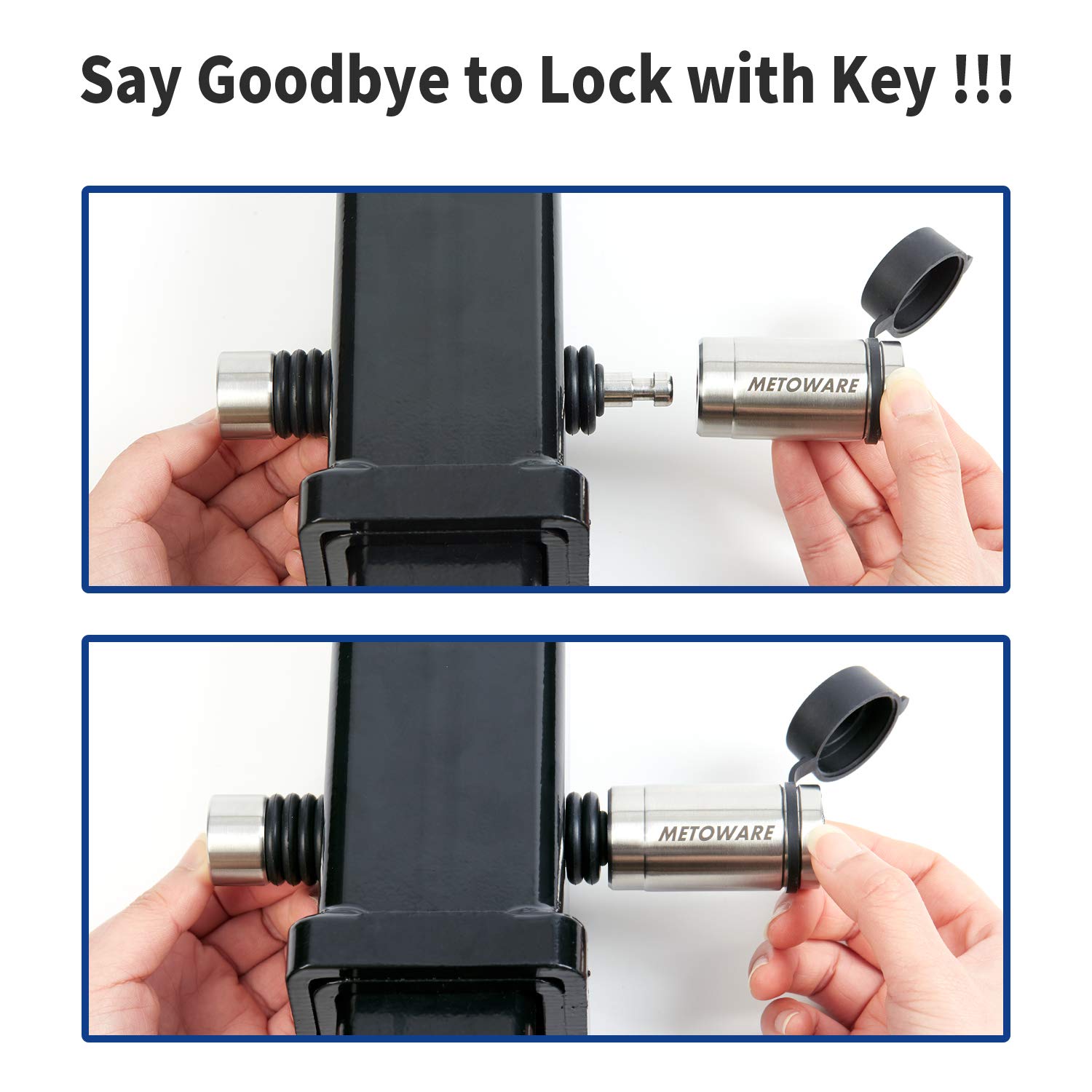 METOWARE Trailer Hitch Lock - Universal Fit For Class III/IV, 2" & 2.5" Receivers, Anti-Theft & Rattle-Free - View #2
