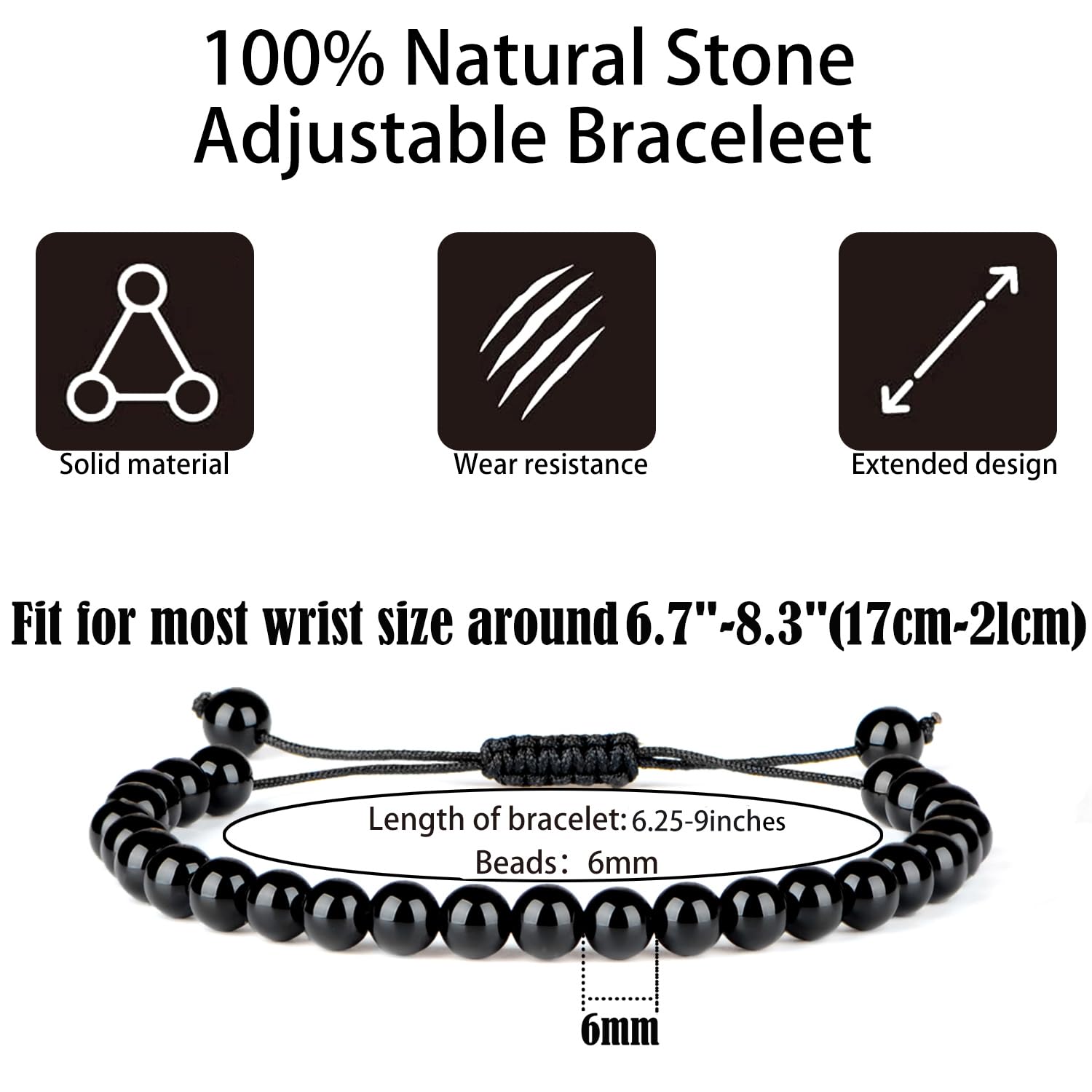 QOGIR Handmade Healing Bracelet,6mm Natural Gem Stone Bracelet rope bracelet - Image 4