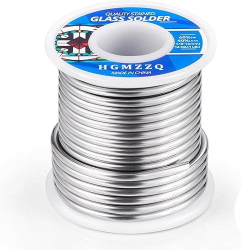 Miniatura 2 de Soldadura 6040 para vidrieras,Soldadura de grado industrial para artesanos del vidrio,Diámetro 3mm (0.125") 1LB(1)