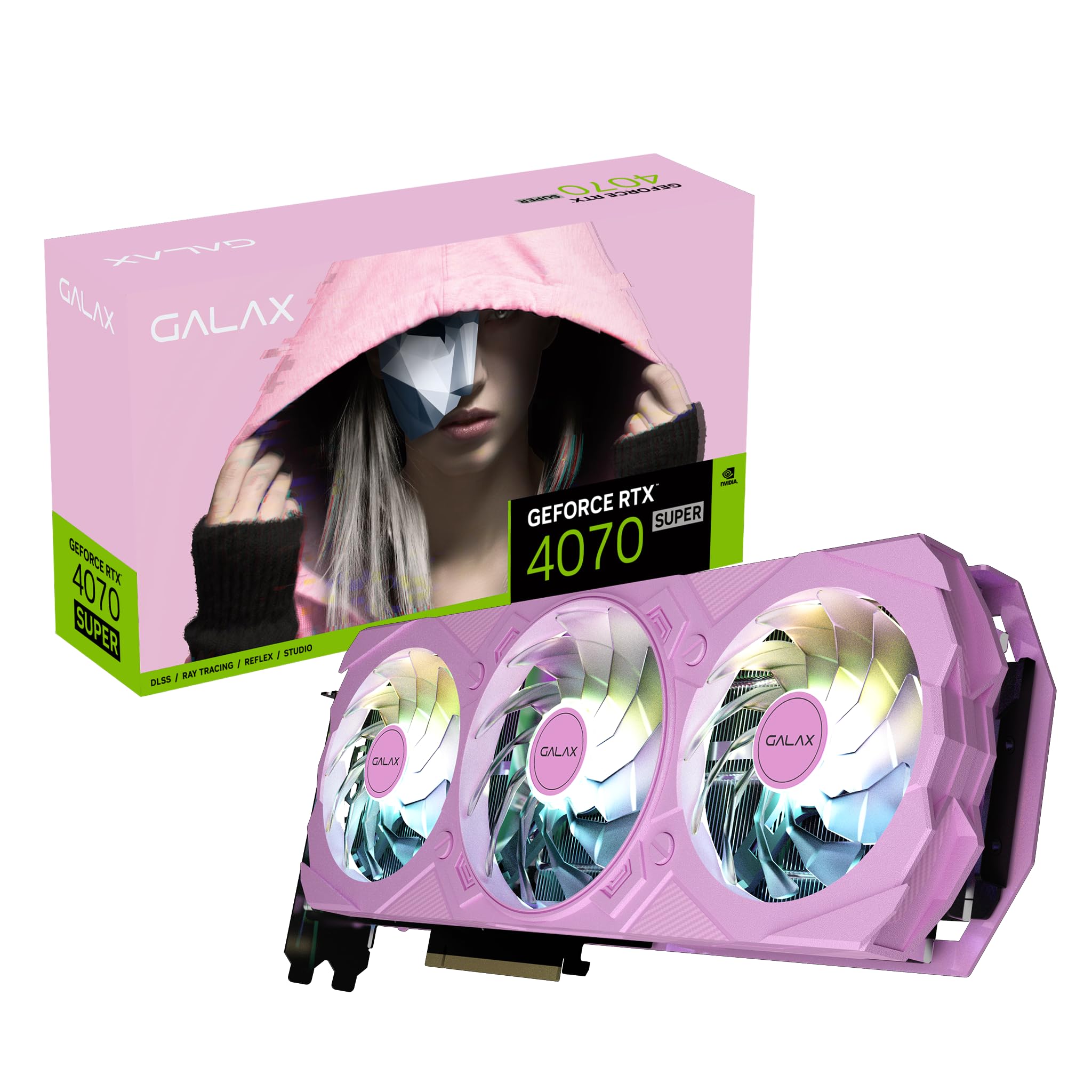 GALAX　RTX 4070 Super l Master OC GALAX GeForce RTX™ 4070 Super EX Gamer Pink 1-Click OC, ARGB Fan