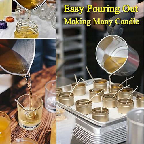 Miniatura 4 de JBEIY Olla para fundir cera de vela de 3 litros, con termómetro de vela, olla de vertido de gran capacidad, 200 mechas y calcomanías, cuchara de