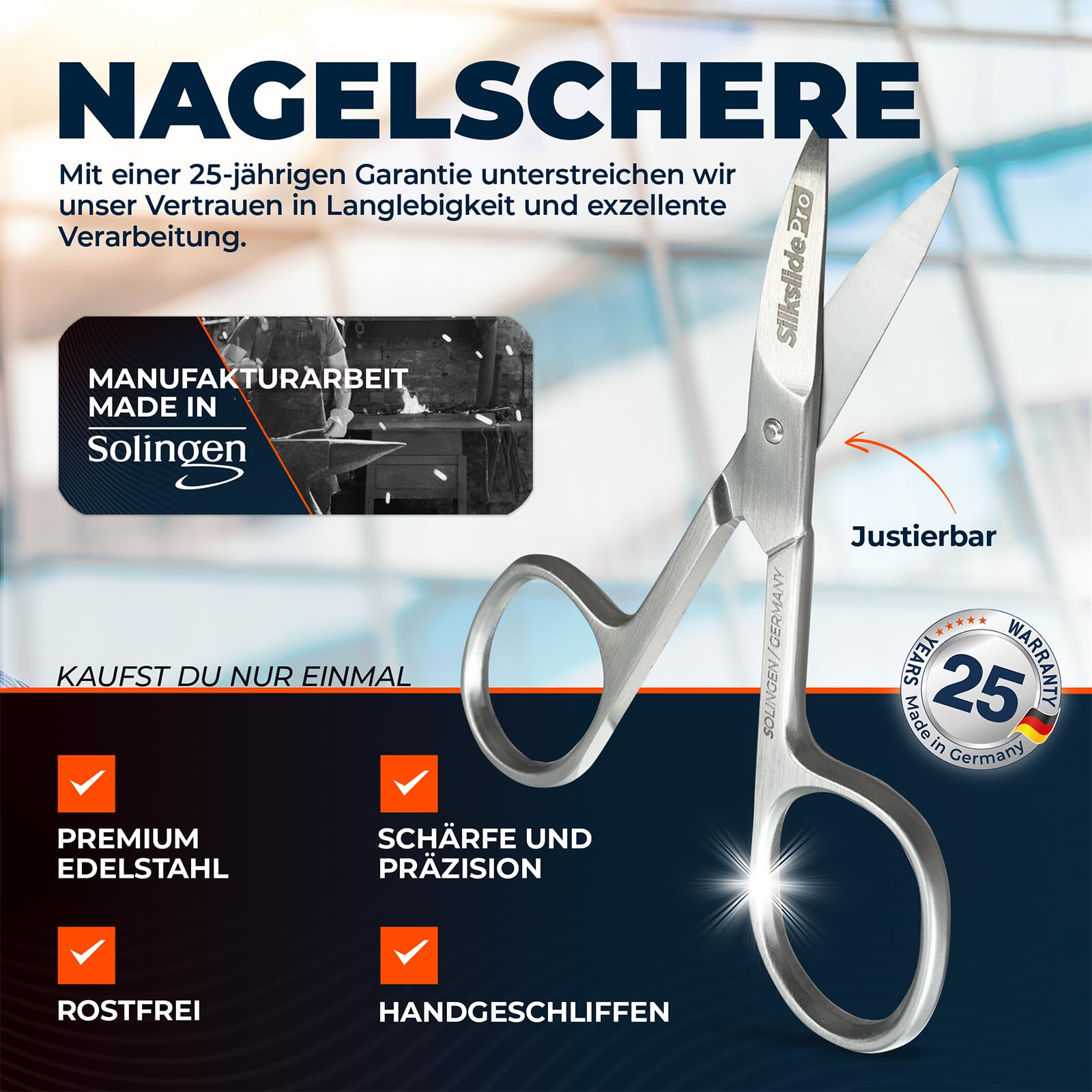 SilkslidePro Men’s Grooming Pflegeset Pro Edition – Nasenhaartrimmer, Nagelset, Ohrhaar-Rasierer & Glasnagelfeile – Ideal als Reisezubehör - Höchste Qualität