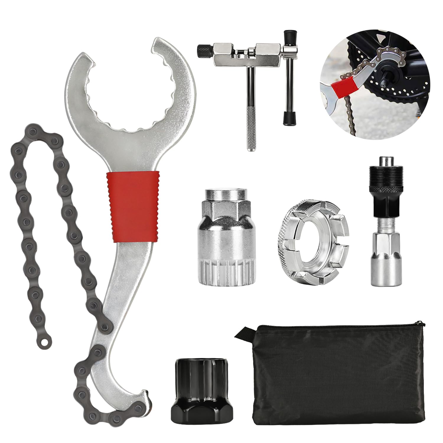 Bike Tool Kit 6 Pcs Bike Repair Tool with Remover Wrench Crank Puller