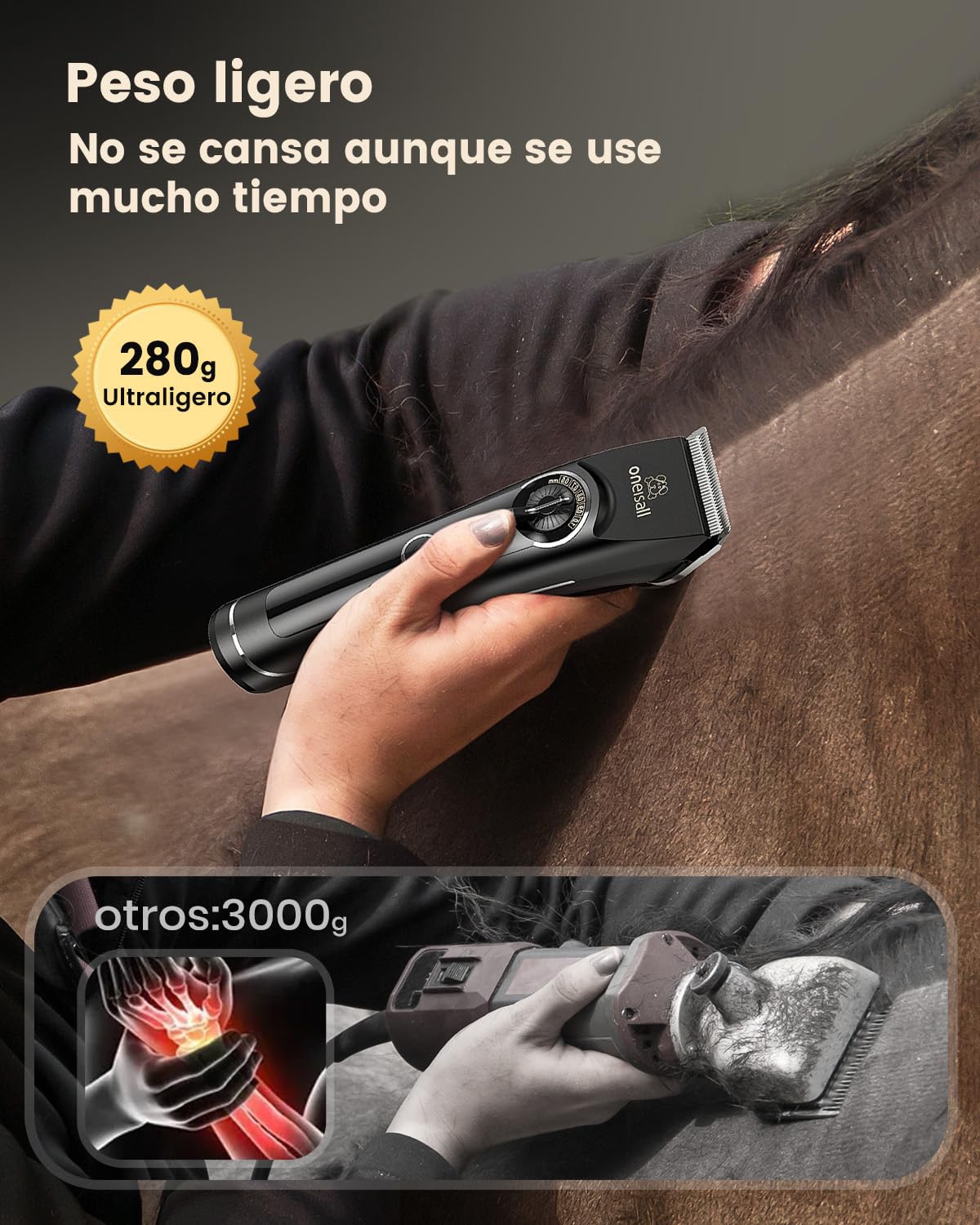 oneisall Maquina Cortar pelo Perros, Caniche Cortapelos Perros pelo Largo, Ultra Silencios Maquina pelar Perros con potente motor, Corta pelo Mascota con cuchillas removibles