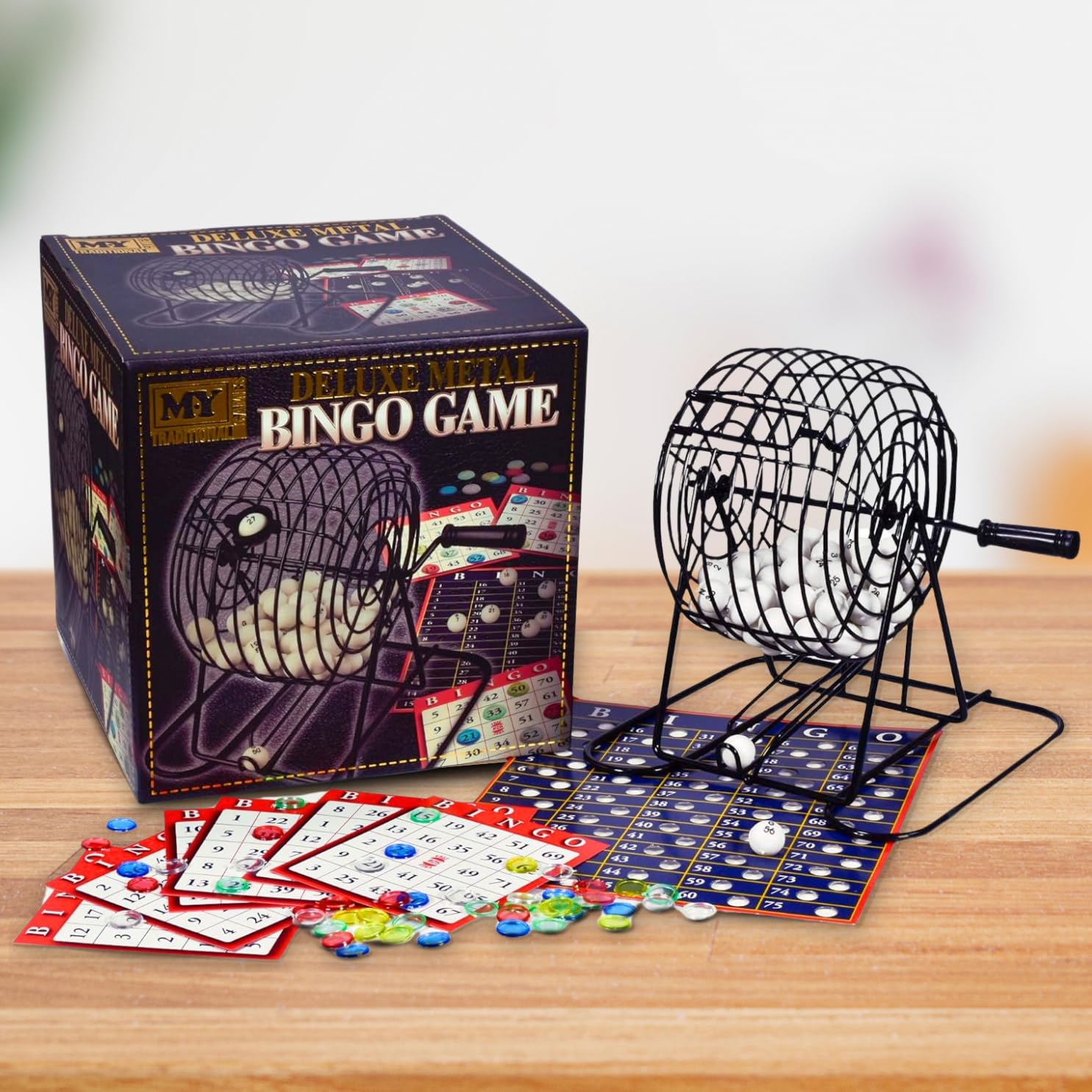 Marco Paul Interiors Black Marco Paul Ultimate Bingo Game Set – Deluxe Metal Bingo Machine With 48 Cards, Numbered Balls & Caller Board – Complete Family Bingo Kit For Game Nights, Parties, Schools & Fun For All Ages